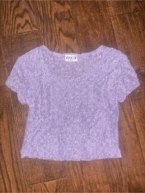 Y2K Lavender Short Sleeve Textured Crop Top